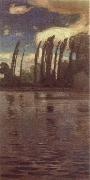 Jan Stanislawski Poplars Beside the River oil on canvas
